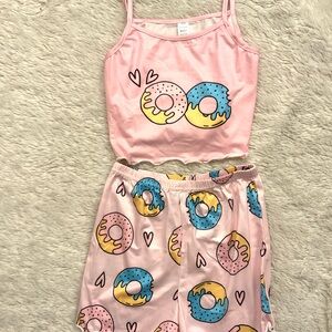 Pink Donut Print Pajama Set size girls 8